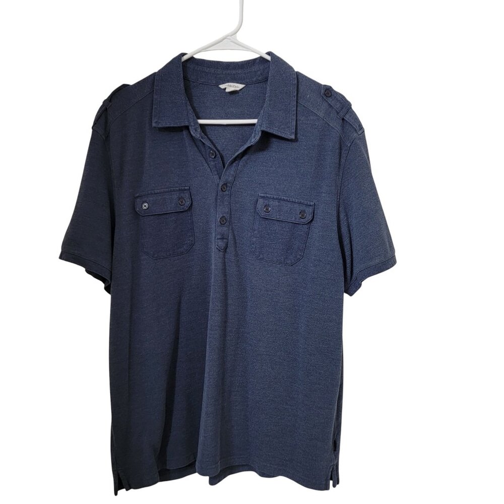 Calvin Klein Size XL Blue-Gray Double Chest Pocket Polo Shirt